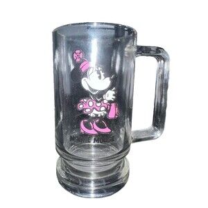 Vintage 1970s Minnie Mouse Drinking Glass Mug with Handle Walt Disney World